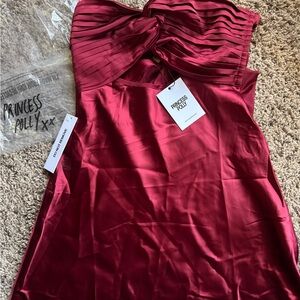 Princess Polly Burgundy Asymmetrical Dress